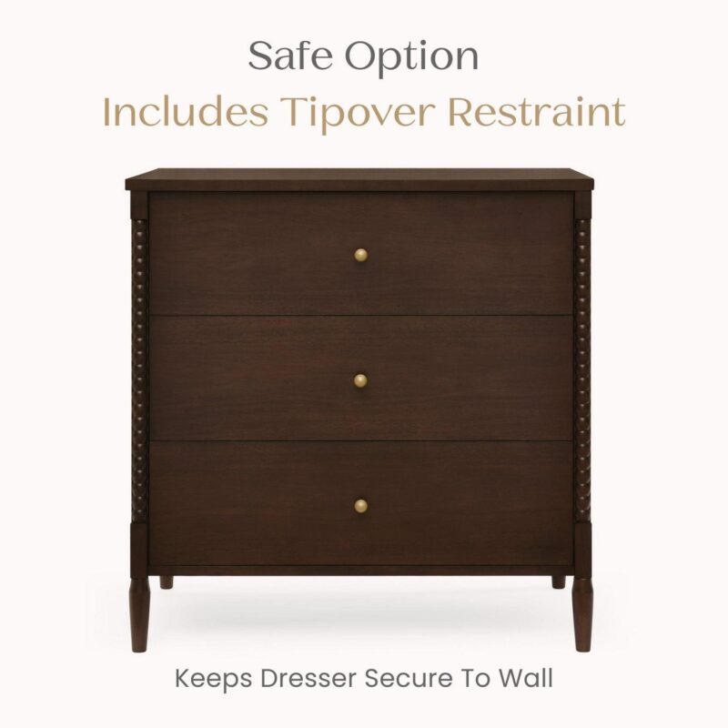 Delta Children Lily 3 Drawer Dresser with Interlocking Drawers, Walnut Espresso - Image 7