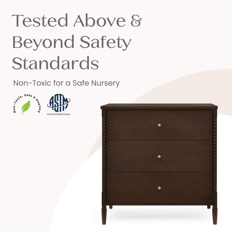 Delta Children Lily 3 Drawer Dresser with Interlocking Drawers, Walnut Espresso - Image 3