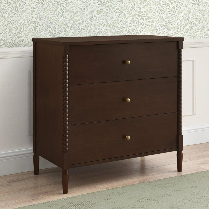 Delta Children Lily 3 Drawer Dresser with Interlocking Drawers, Walnut Espresso - Image 2