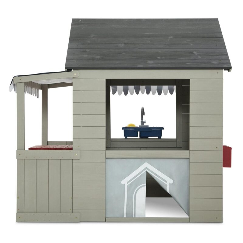 Delta Children MySize Deluxe Outdoor Playhouse with Play Sink with Running Water, Picnic Table and Mailbox a Premium Wooden Cedar Playhouse for Kids, Grey - Image 19