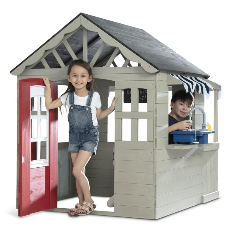Delta Children MySize Deluxe Outdoor Playhouse with Play Sink with Running Water, Picnic Table and Mailbox a Premium Wooden Cedar Playhouse for Kids, Grey - Image 15