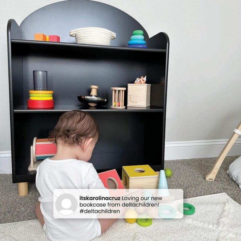 Delta Children Reese 3-Shelf Bookcase, Ebony/Natural - Image 6