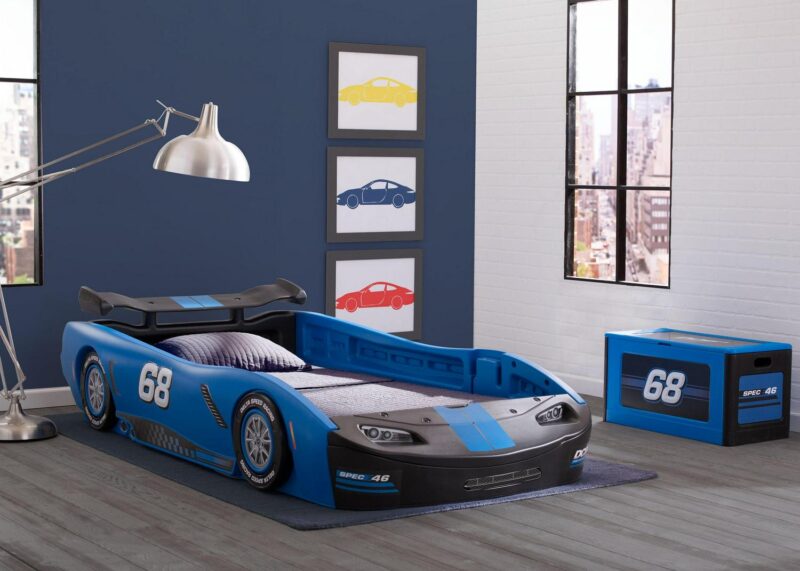 Delta Children Turbo Race Car Twin Bed, Blue - Image 2