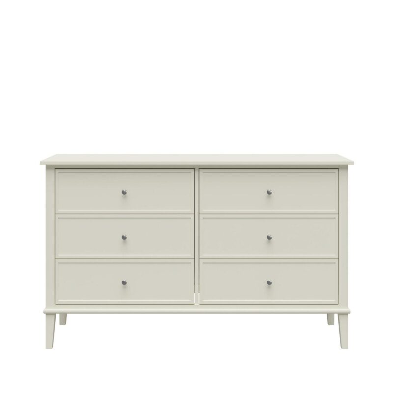 Desert Fields Eclectic Boho 6-Drawer Dresser, Soft White - Image 3