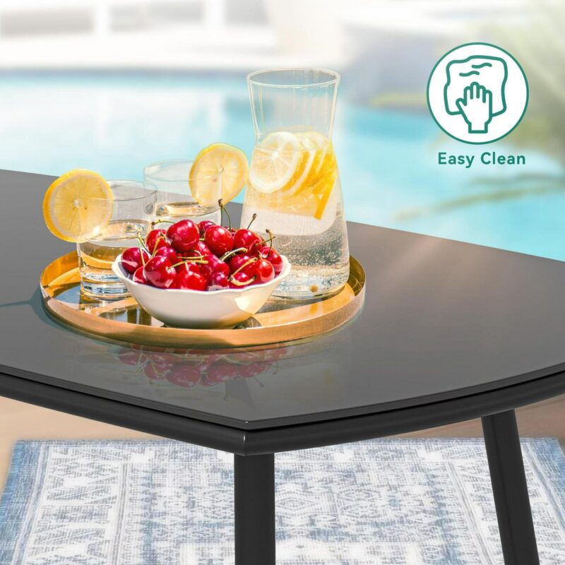 Dextrus 4-Piece Patio Furniture Wicker Outdoor Bistro Set, All Weather Double White Side Rattan Conversation Loveseat for Backyard, Balcony, Deck with Soft Cushions and Metal Table, Gray - Image 3
