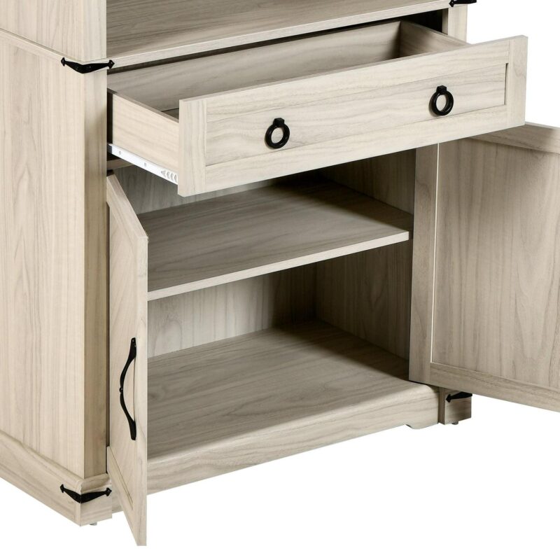 Dextrus 5-Shelf Bookcase with Doors and Drawer, Tall Wood Storage Cabinet with Adjustable Shelves for Home and Office - Image 13
