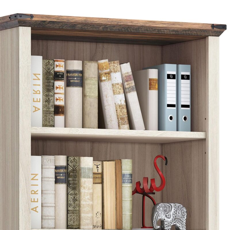 Dextrus 5-Shelf Bookcase with Doors and Drawer, Tall Wood Storage Cabinet with Adjustable Shelves for Home and Office - Image 12