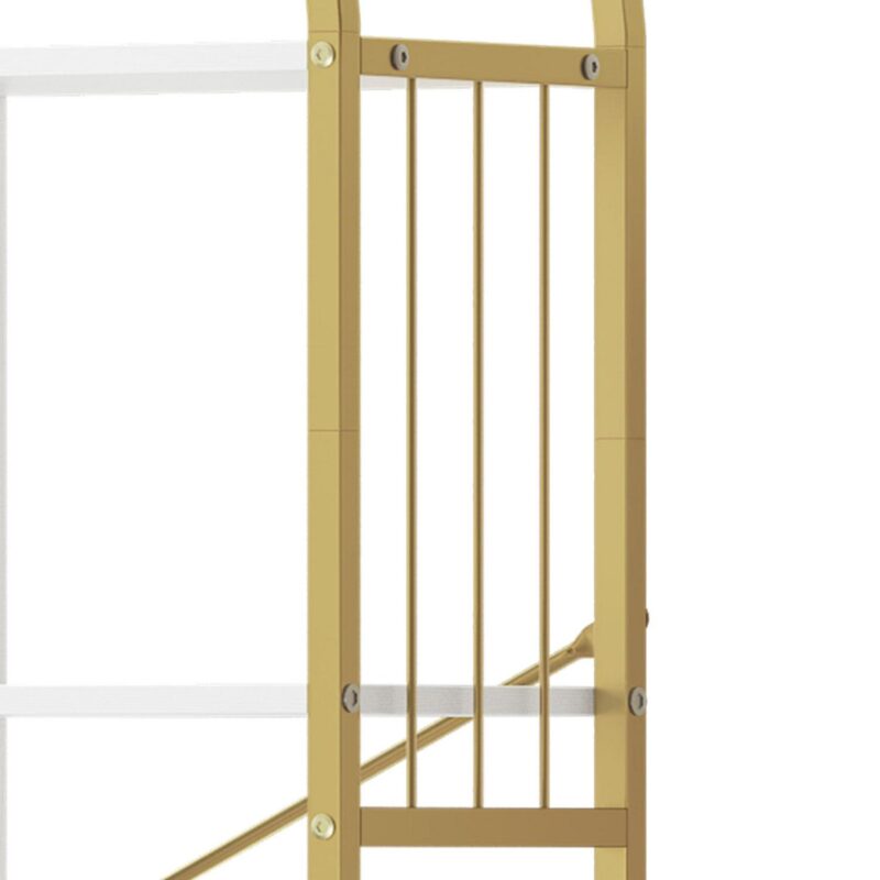 Dextrus 5 Tier Arched Bookshelf and Bookcase, Gold Standing Book Shelf, Mental Frame Storage Display Rack Shelves Organizer for Bedroom Living Room Office,White&Gold - Image 10