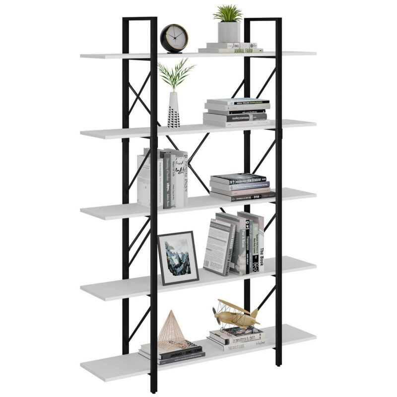 Dextrus 5 Tier Bookcase and Book Shelf, Modern Free Standing Bookshelf Storage Organizer with Metal Frame, Book Shelves for Living Room Bedroom Balcony Home Office - Image 5