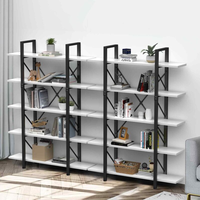 Dextrus 5 Tier Bookcase and Book Shelf, Modern Free Standing Bookshelf Storage Organizer with Metal Frame, Book Shelves for Living Room Bedroom Balcony Home Office - Image 11