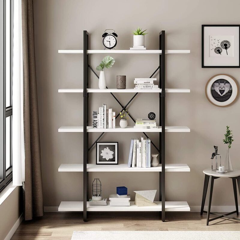 Dextrus 5 Tier Bookcase and Book Shelf, Modern Free Standing Bookshelf Storage Organizer with Metal Frame, Book Shelves for Living Room Bedroom Balcony Home Office - Image 6