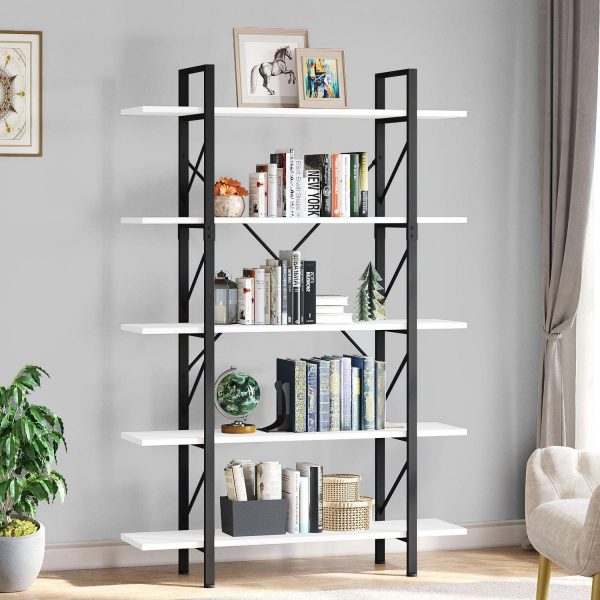 Dextrus 5 Tier Bookcase and Book Shelf, Modern Free Standing Bookshelf Storage Organizer with Metal Frame, Book Shelves for Living Room Bedroom Balcony Home Office