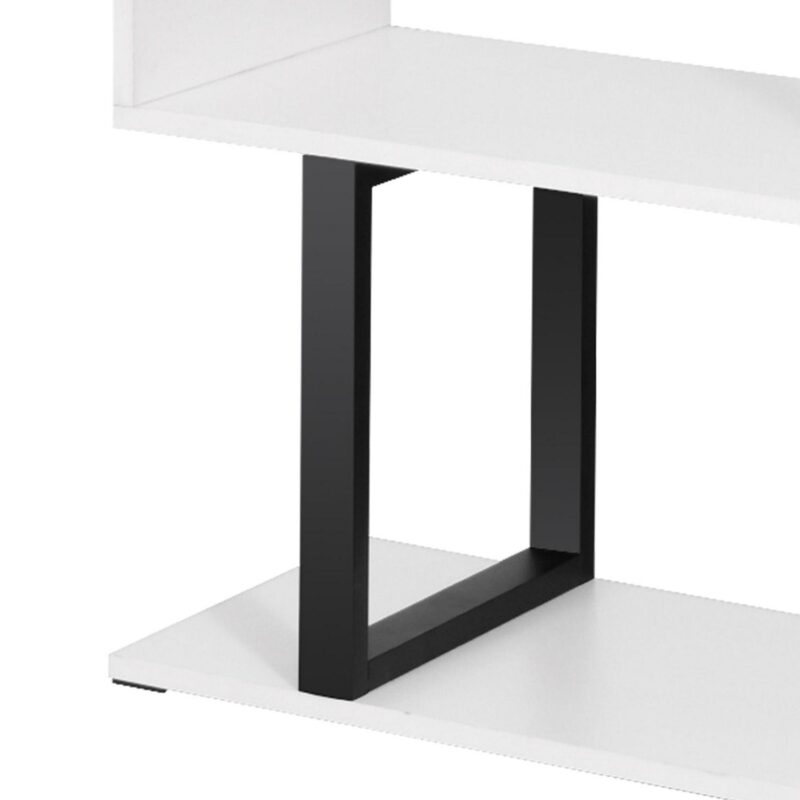Dextrus 5-Tier S-Shaped Bookshelf, Geometric Bookcase Wooden Z-Shelf Storage Modern Open Shelving, Freestanding Display Bookshelf for Living Room Home Office, White - Image 10