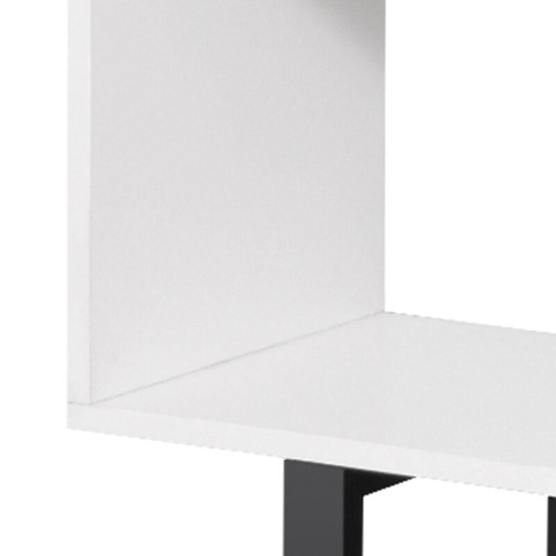 Dextrus 5-Tier S-Shaped Bookshelf, Geometric Bookcase Wooden Z-Shelf Storage Modern Open Shelving, Freestanding Display Bookshelf for Living Room Home Office, White - Image 9