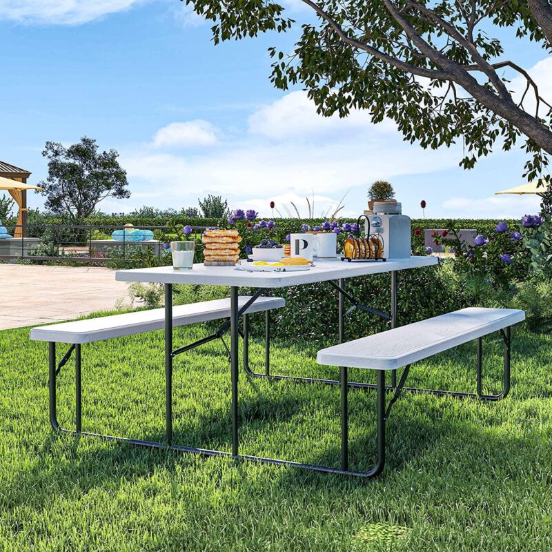 Dextrus 6  Heavy Duty Alloy Steel Picnic Table, White - Image 2