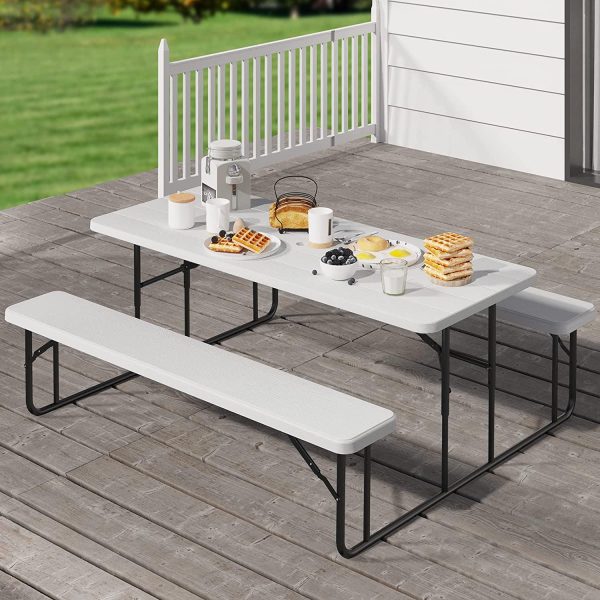 Dextrus 6  Heavy Duty Alloy Steel Picnic Table, White