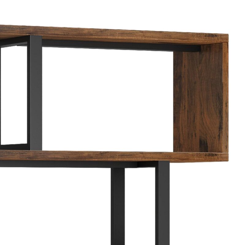 Dextrus 6-Tier S-Shaped Bookshelf , Geometric Tall Bookcase Wooden, Open Display Storage Rack Shelves Freestanding Z-Shelf Open Shelf for Living Room Home Office, Brown - Image 11