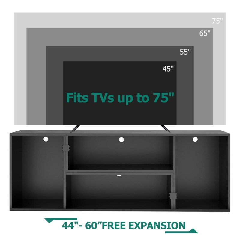 Dextrus DIY Deformable TV Stand with LED Strip, Modern Entertainment Center, 2 PCS Media Console Cabinet for 45 - 70 inch TVs, Black - Image 9