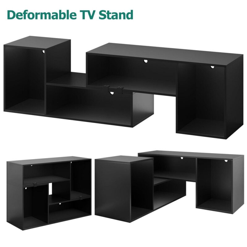 Dextrus DIY Deformable TV Stand with LED Strip, Modern Entertainment Center, 2 PCS Media Console Cabinet for 45 - 70 inch TVs, Black - Image 8