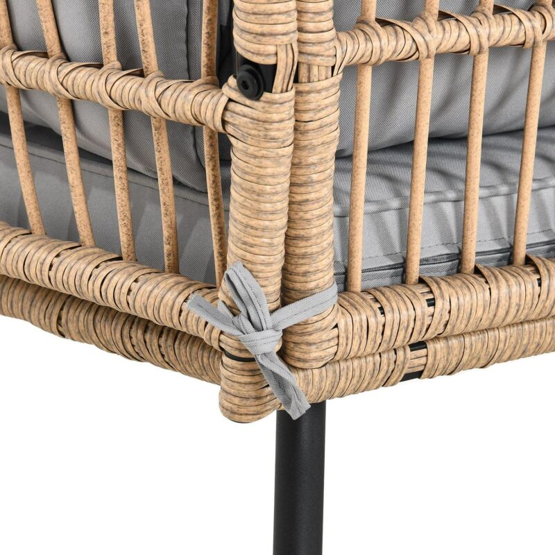 Dextrus Patio Furniture Wicker Outdoor Loveseat, All-Weather Rattan Conversation for Backyard, Balcony and Deck with Soft Cushions (Gray+Beige) - Image 4