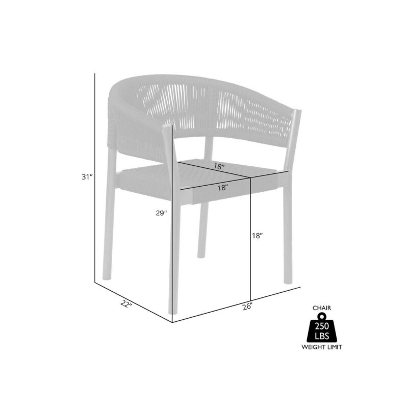 Doris Outdoor Patio Dining Chair in Dark Eucalyptus Wood with Black Rope - Set of 2 - Image 7