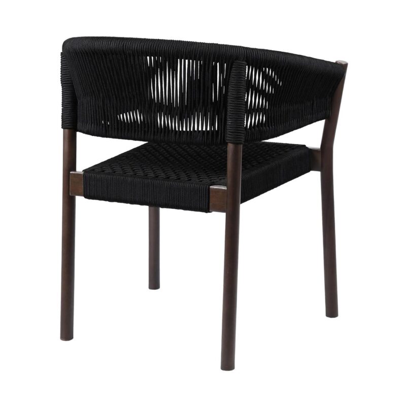 Doris Outdoor Patio Dining Chair in Dark Eucalyptus Wood with Black Rope - Set of 2 - Image 4