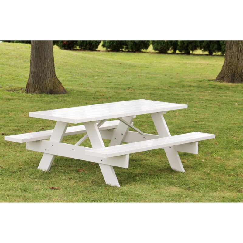 DuraTrel 6' Traditional White Vinyl Picnic Table - Image 2