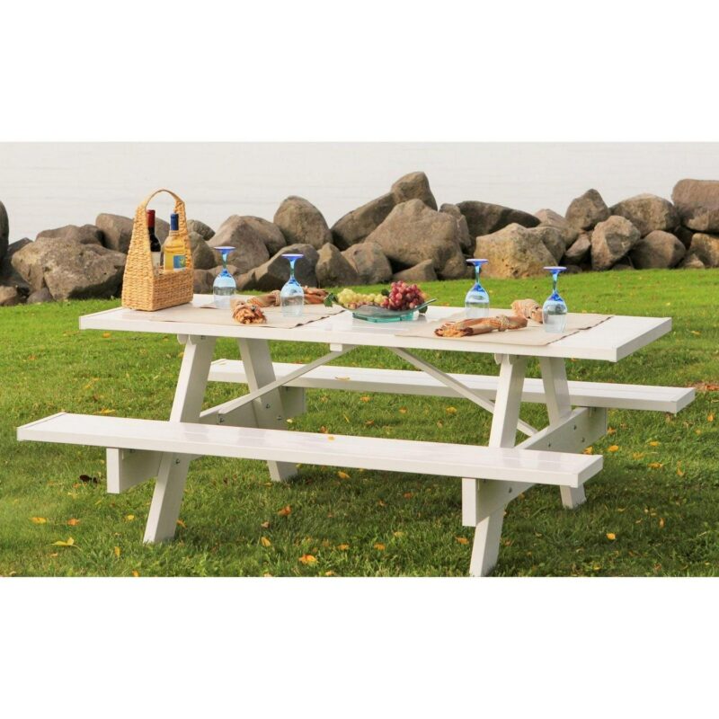DuraTrel 6' Traditional White Vinyl Picnic Table - Image 3