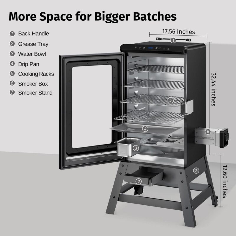 EAST OAK Pro 30  Electric Vertical Smoker Portable with Window and Legs Digital Control of Cooking Night Blue - Image 4