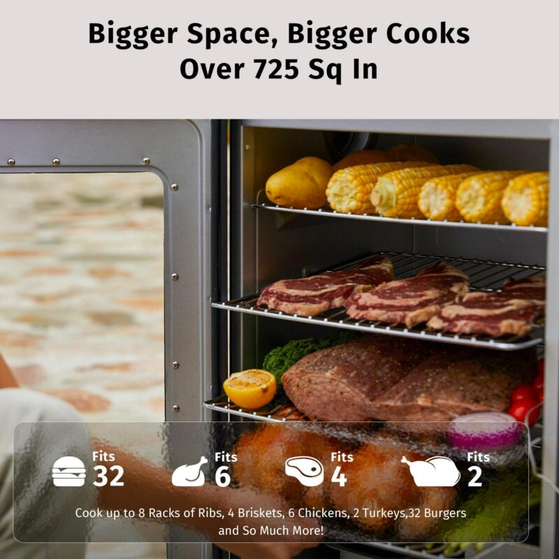 EAST OAK Pro 30 inch Electric Vertical Smoker Portable with Window and Legs, Deep Blue - Image 3