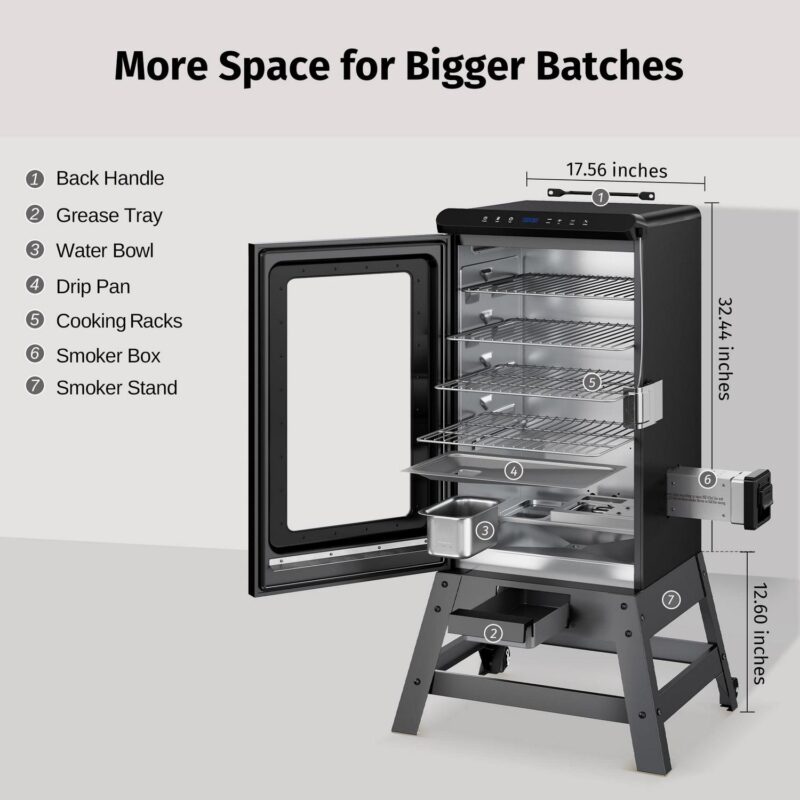 EAST OAK Pro 30 inch Electric Vertical Smoker Portable with Window and Legs, Deep Blue - Image 5