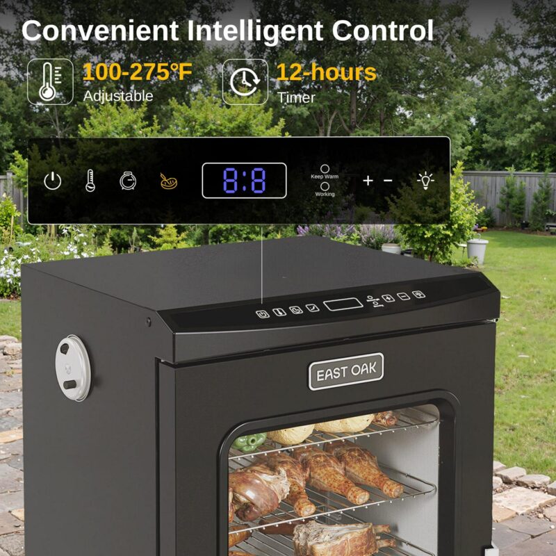 EAST OAK Updated 30  725 Sq inches Electric Smoker Portable with Glass Door Digital Remote Control Black - Image 5