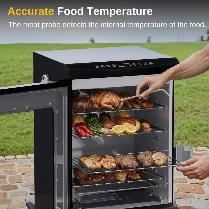 EAST OAK Updated 30  725 Sq inches Electric Smoker Portable with Glass Door Digital Remote Control Black - Image 3