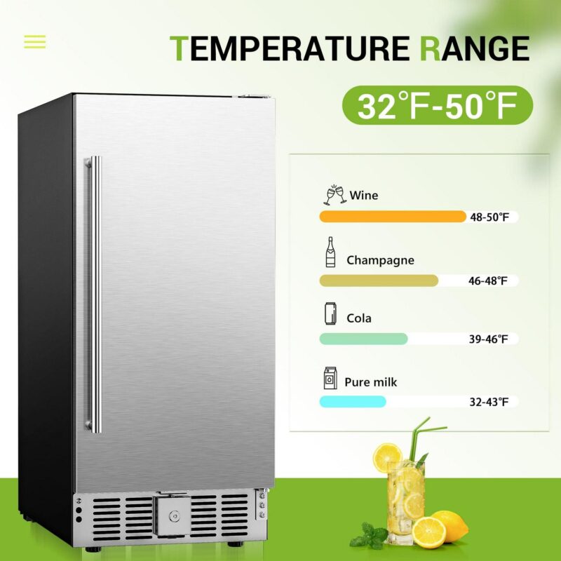 EUHOMY Beverage Refrigerator 14.8 Inch, Under Counter 125 Can Beverage Fridge with Stainless Steel Door, Beverage Cooler Built-in and Undercounter Beer Fridge - Image 3