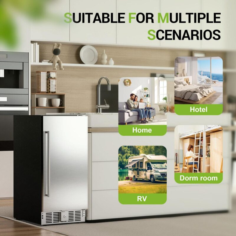 EUHOMY Beverage Refrigerator 14.8 Inch, Under Counter 125 Can Beverage Fridge with Stainless Steel Door, Beverage Cooler Built-in and Undercounter Beer Fridge - Image 4