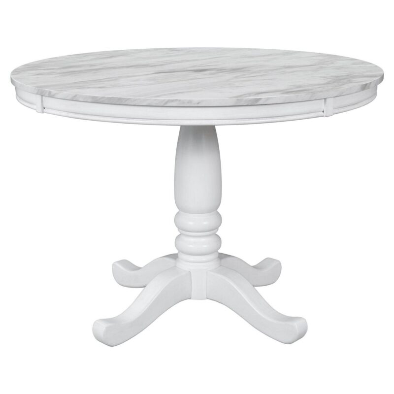 EUROCO 42  5-Piece Round Dining Table Set,Kitchen Table Set with Solid Wood Table and 4 Chairs for Dining Room,White - Image 7
