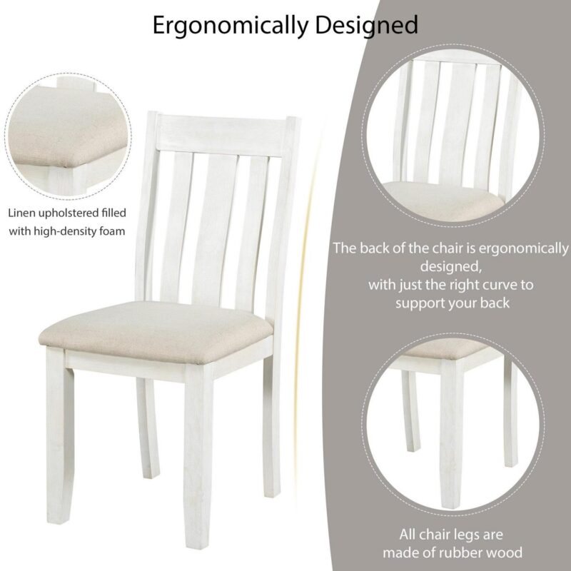 EUROCO 7 Piece Solid Wood Dining Set,70  Dining Room Table Set with Extendable Table,Removable Leaf and 6 Upholstered Ergonomically Desiged Chairs,Rectangle Dining Table Set for 6-8 - Image 6