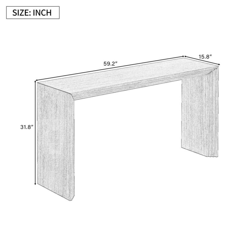 EUROCO Modern Console Table,59.2  Long Narrow Sofa Table Behind The Couch,Paulownia Solid Wood Veneer Rectangular Entryway Table for Entrance, Hallway, Living Room, Black - Image 7