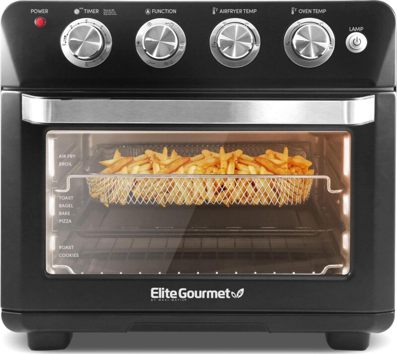 Elite Gourmet Deluxe Air Fryer Oven 25qt, Black - Fast Fry, Bake, Roast, Dehydrate - Image 7