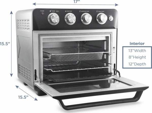 Elite Gourmet Deluxe Air Fryer Oven 25qt, Black - Fast Fry, Bake, Roast, Dehydrate