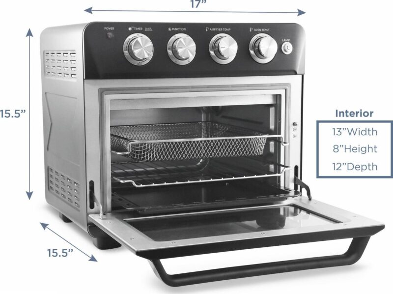 Elite Gourmet Deluxe Air Fryer Oven 25qt, Black - Fast Fry, Bake, Roast, Dehydrate