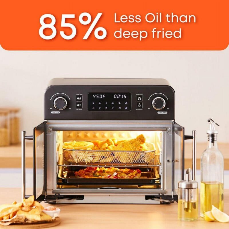 Elite Gourmet French Door 23 L Air Fryer Oven, Black - Programmable - Image 3