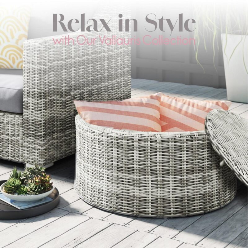 Elle Decor Vallauris Outdoor Coffee Table with Storage Grey - Image 2