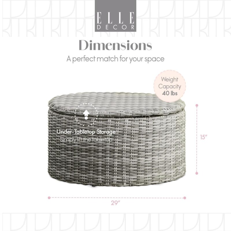 Elle Decor Vallauris Outdoor Coffee Table with Storage Grey - Image 3