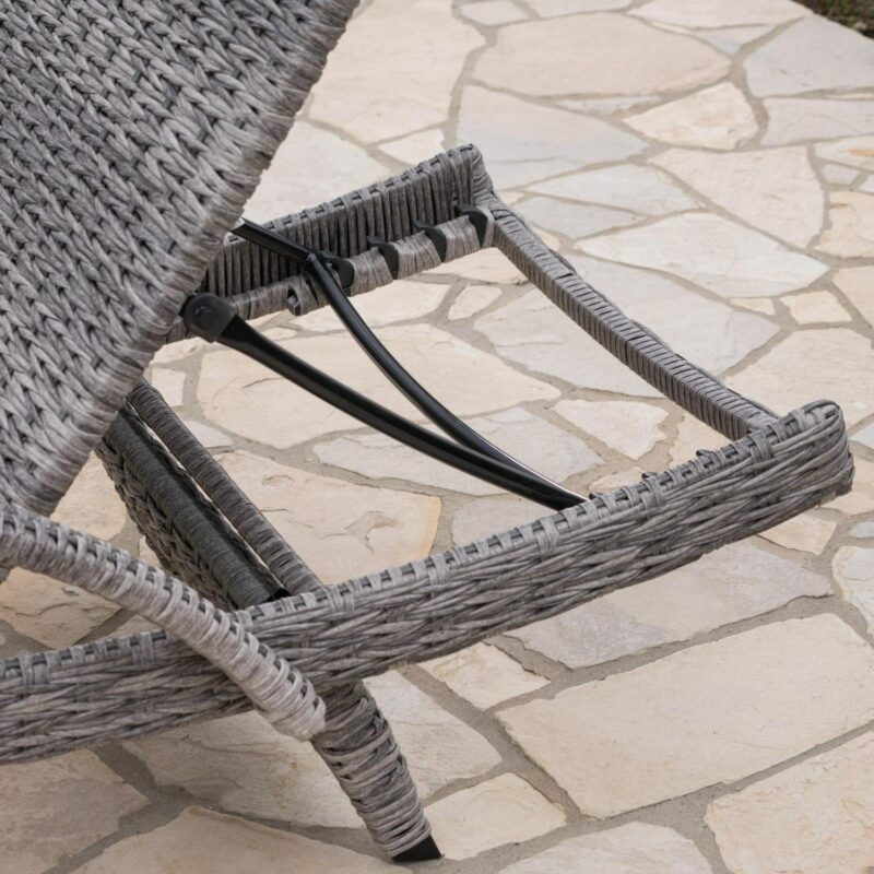 Emerald Outdoor Armed Wicker Chaise Lounge, Set of 2, Grey - Image 3
