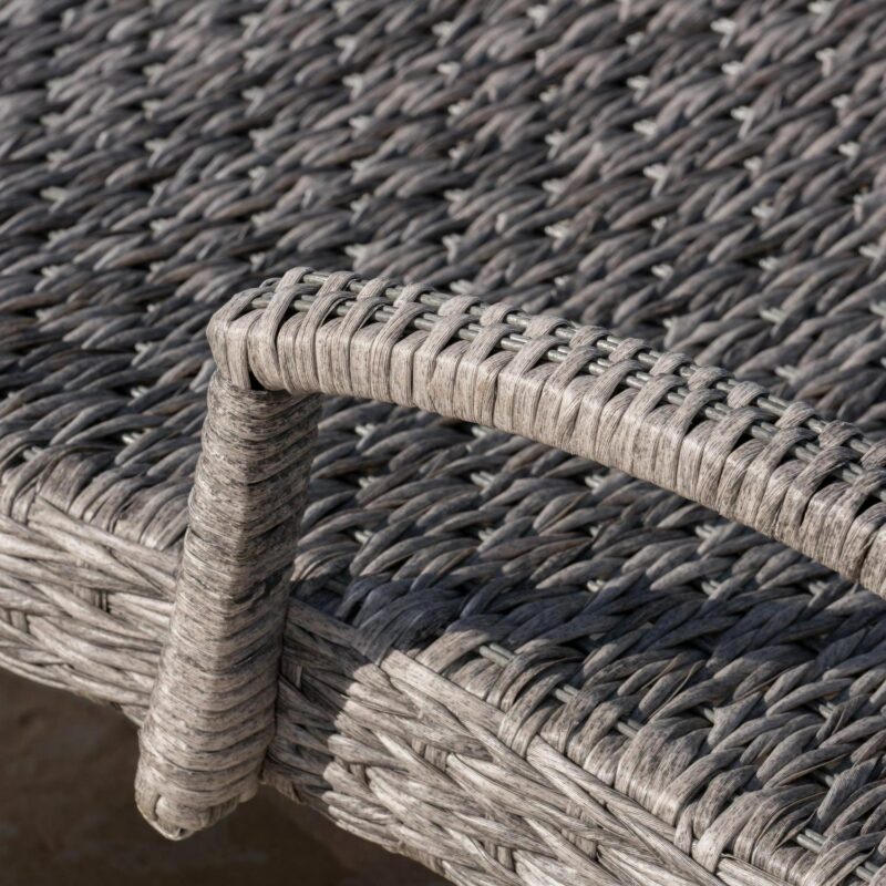 Emerald Outdoor Armed Wicker Chaise Lounge, Set of 2, Grey - Image 7
