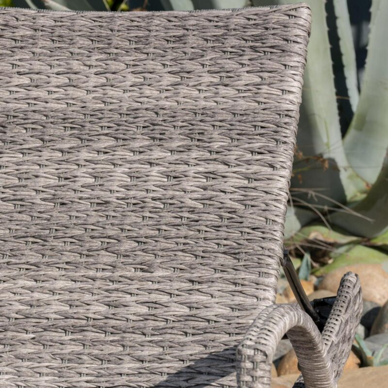 Emerald Outdoor Armed Wicker Chaise Lounge, Set of 2, Grey - Image 8