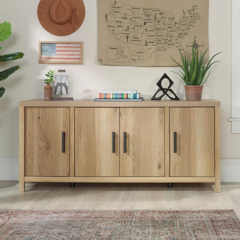 Erie Collection, by Sauder Television Stand for TV' up to 60 , Timber Oak finish