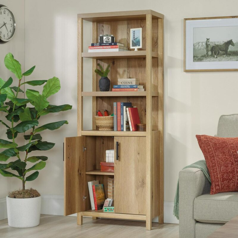 Erie Collection by Sauder Library Bookcase W/ Doors, Timber Oak Finish - Image 3