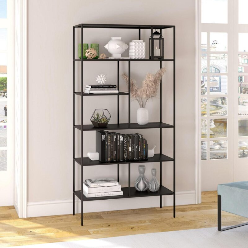 Evelyn&Zoe Winthrop 72  Tall Rectangular Bookcase, Blackened Bronze - Image 7